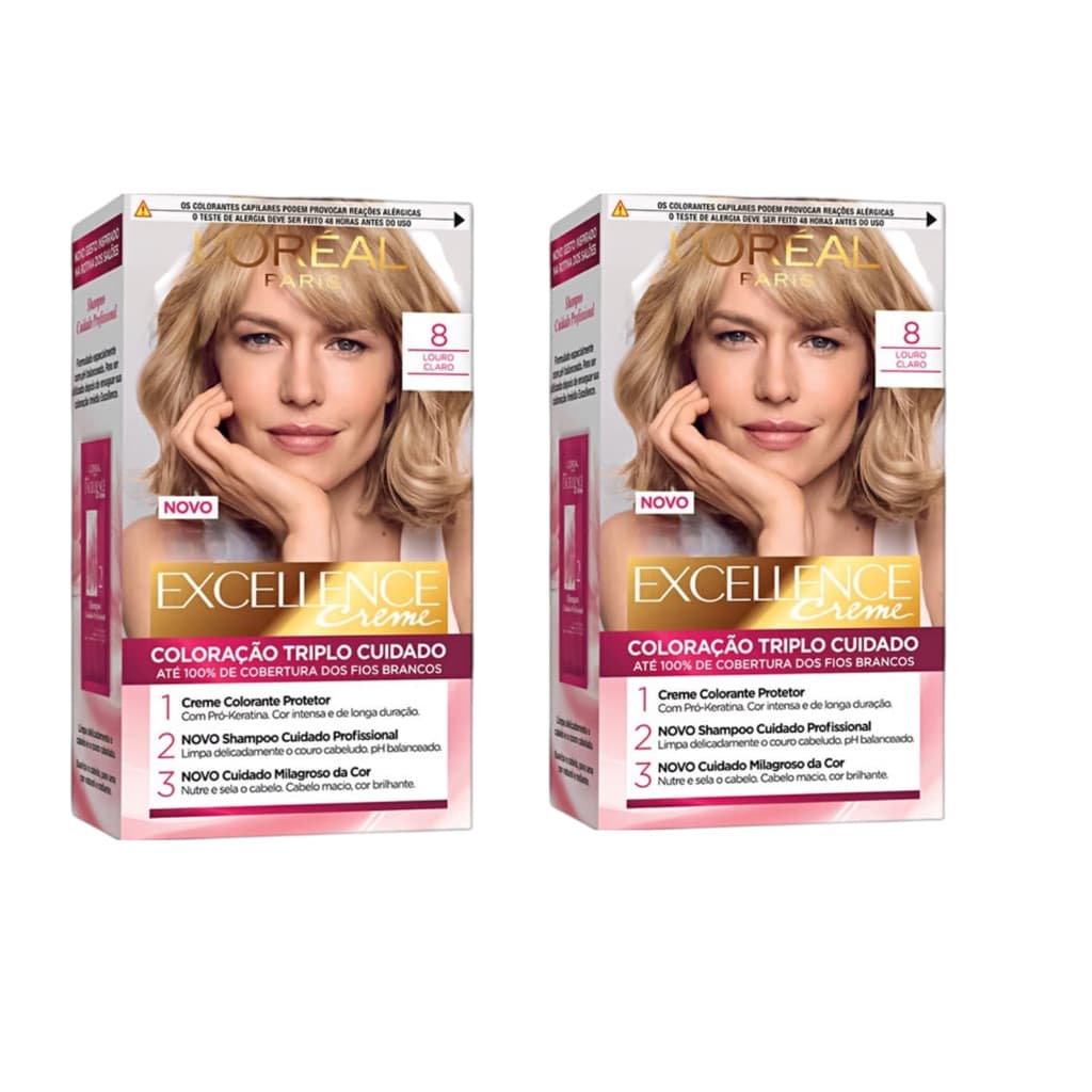 Kit 2 Tinta L'Oréal Paris Tintura Loreal Cor 8 Loiro Claro