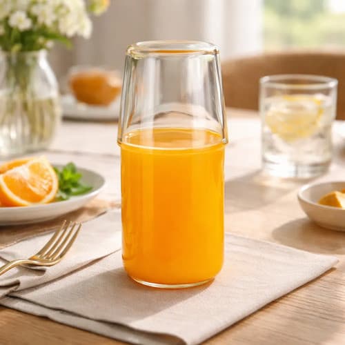 Moringa De Vidro 500ml + Copo Vidro Acoplado 290ml Incolor