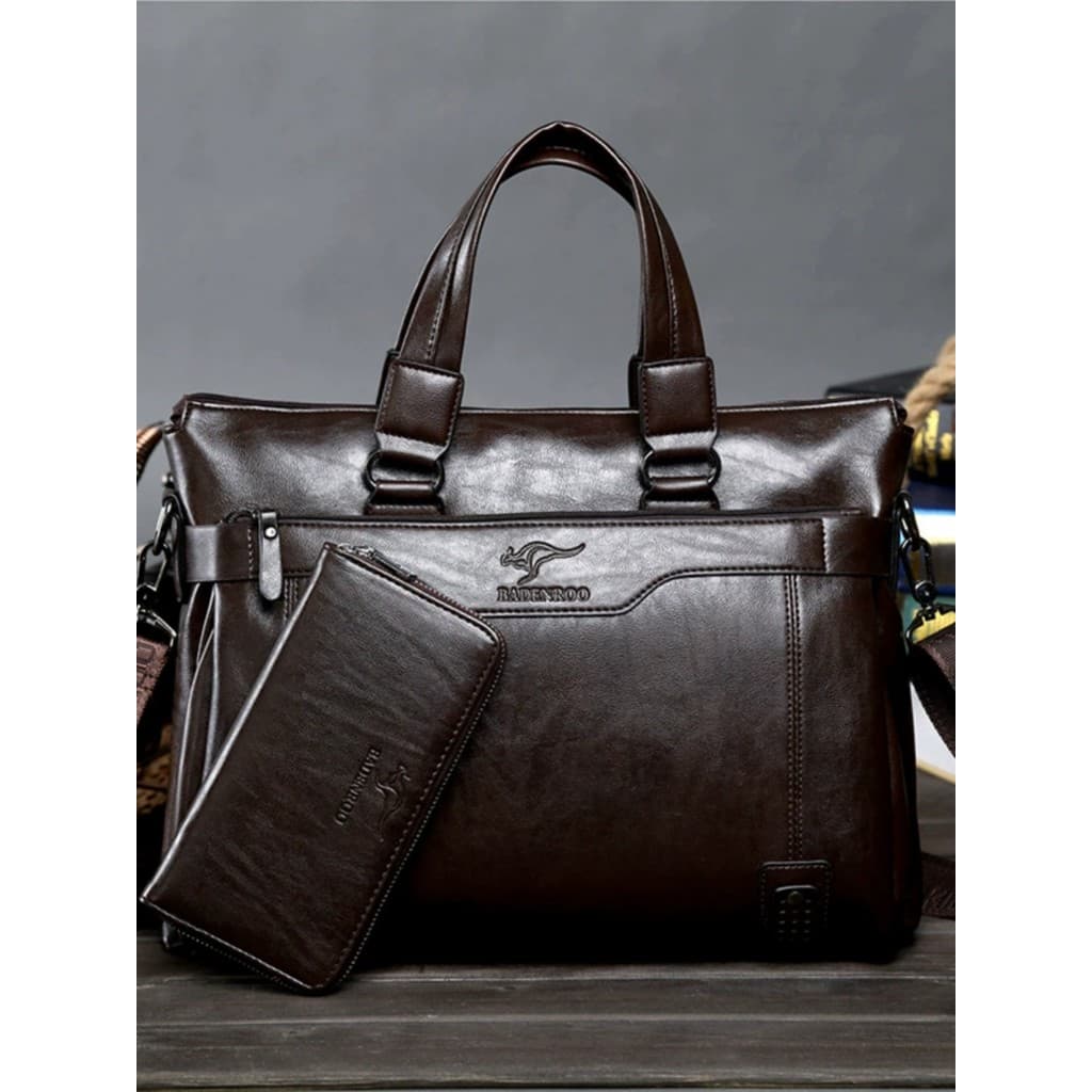 Bolsa de negócios masculina Horizontal bolsa de ombro casual saco do mensageiro casual couro macio sentir grande capacid