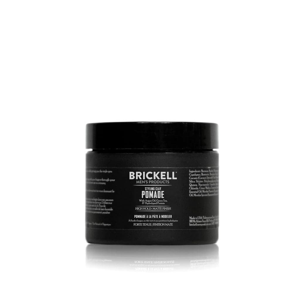 Brickell Men's Products Hair Styling Clay Pomade For Men, Strong Hold & Matte Finish, Product for Modern Hairstyles, Wit