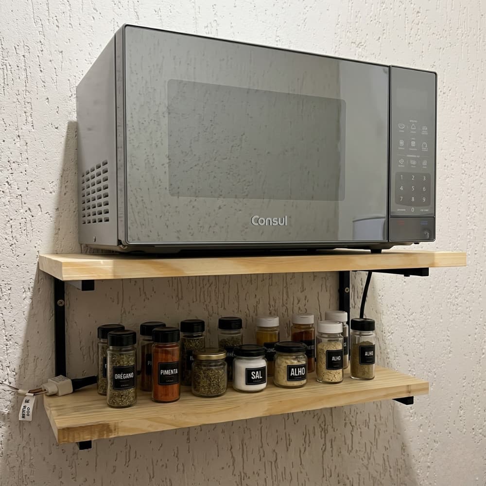 Suporte Microondas 50cm Forno Eletrico impressora Prateleira de Parede Nicho Multiuso