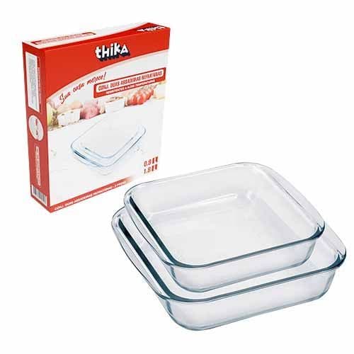 Kit Duas Assadeiras Vidro Retangular Refratario Alta Temperatura Cozinha