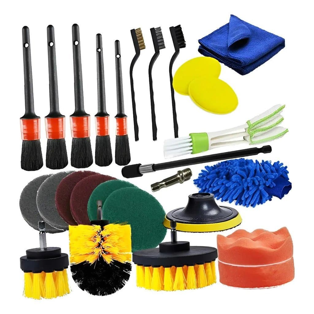 Conjunto de ferramentas de beleza para carro 26pcs, escova de limpeza multifuncional