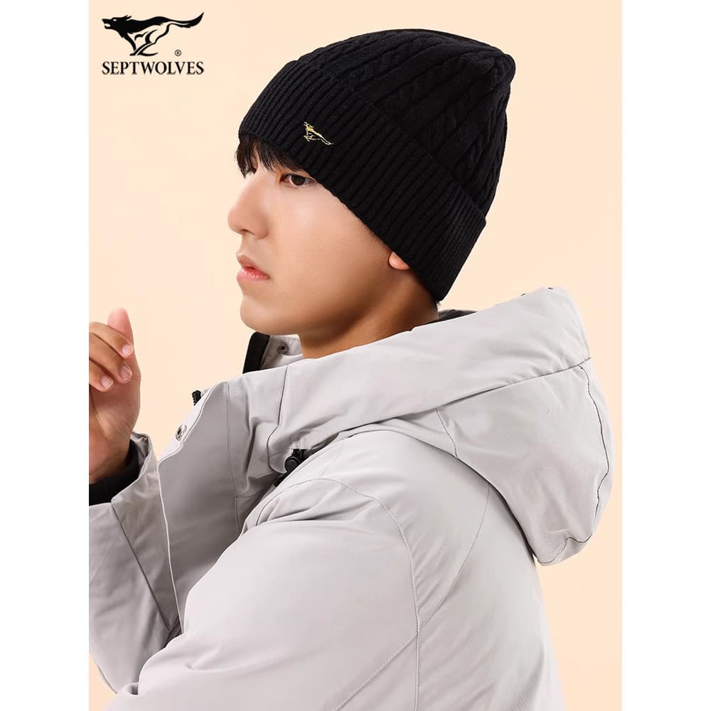 Sete lobos chapéu de inverno masculino 2026 novo estilo chapéu de lã grande circunferência da cabeça outono inverno All-