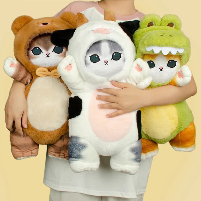 Mofusand Tubarão Gato Brinquedo De Pelúcia Kawaii Cross-dressing Boneca 25cm Panda Figura