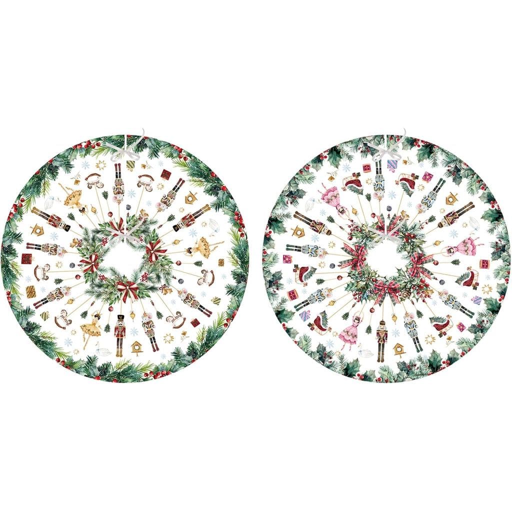 Saia para Árvore de Natal Quebra-Nozes - 2 Peças de Decorações para Árvore de Natal de 15 Polegadas, Tapete de Árvore de