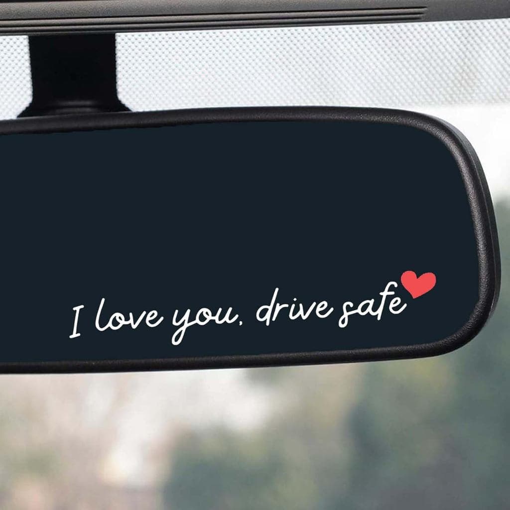 6 Adesivos para Espelho "Eu Te Amo, Dirige com Segurança" – Adesivos Fofos para Carro para Mulheres, Adesivos para Espel
