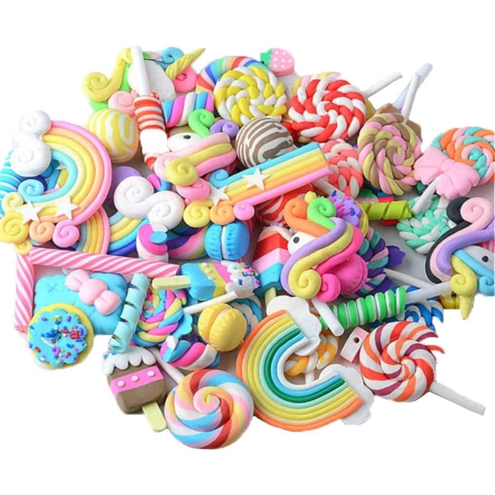 Conjunto de 30 Peças de Enfeites de Slime, Enfeites de Doces Falsos para Artesanato DIY, Conjunto de Resina Simulando Do
