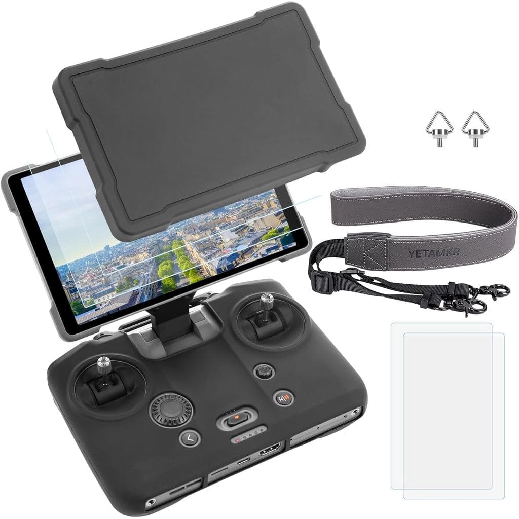 for DJI Mavic 4 RC Pro 2 Remote Control Silicone Case Sleeve/Controller Screen Protector & Adjustable PU Neck Strap & St