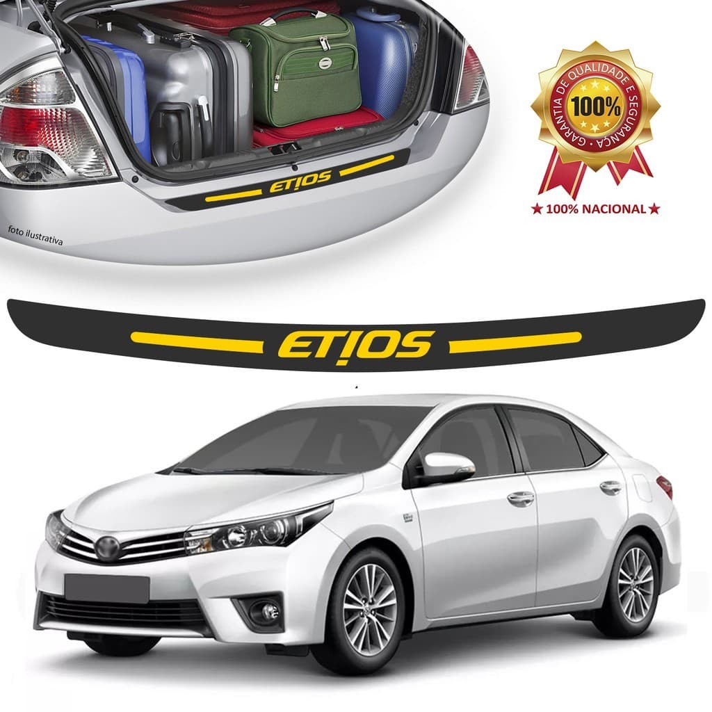 Soleira de Porta Malas Adesivo Protetor Toyota Etios Universal Carro personalizado