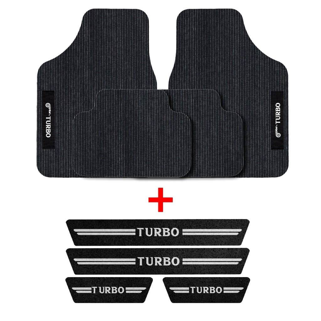 Tapete Pvc e Soleira de Porta Detalhe em Carpete Para Carro Turbo Diversos Modelos