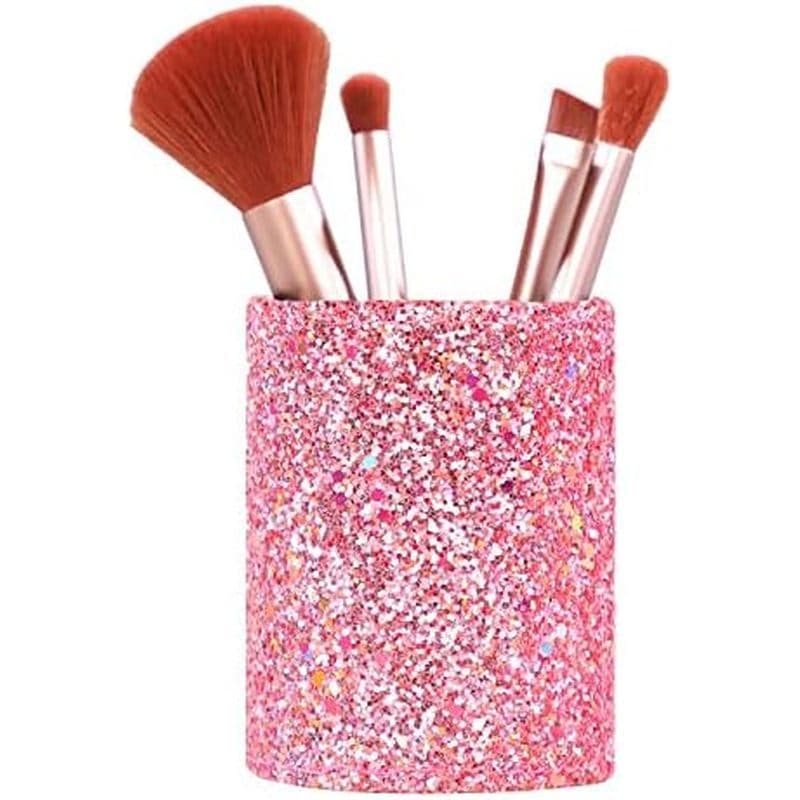 Suporte De Pincel De Maquiagem Com Lantejoulas Brilhantes , Organizador De Decoração De Vaidade Glitter Fofo , Pincéis C