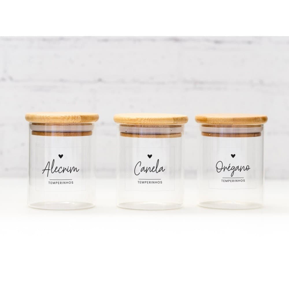 KIT 60 Adesivos para Potes de Temperos Condimento para Organizar Cozinha, 4x4cm em vinil