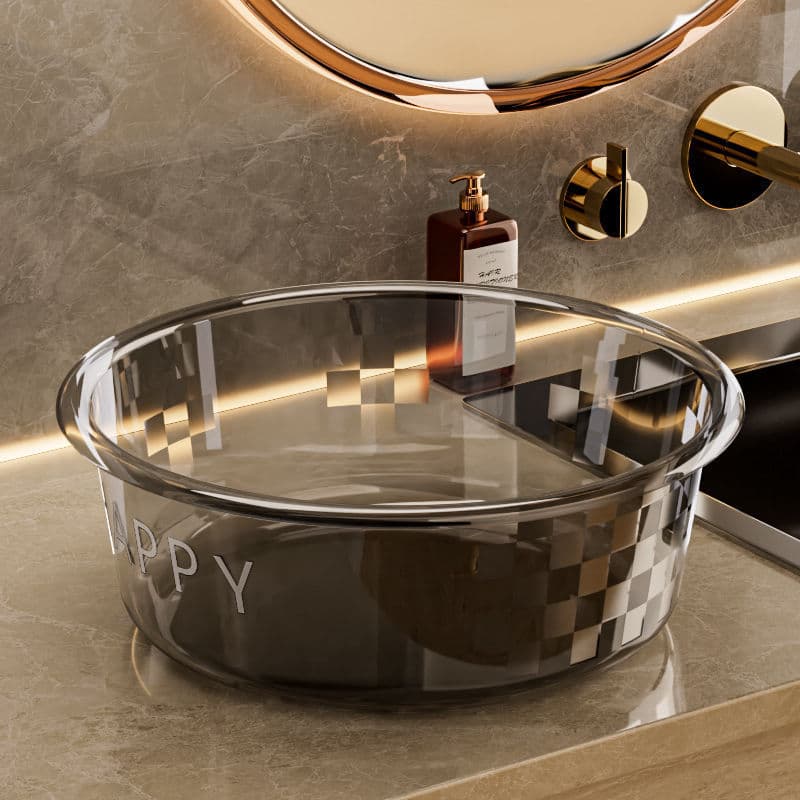 Novo estilo lavatório doméstico luz luxo de alto valor transparente engrossado lavatório dormitório lavatório de plástic