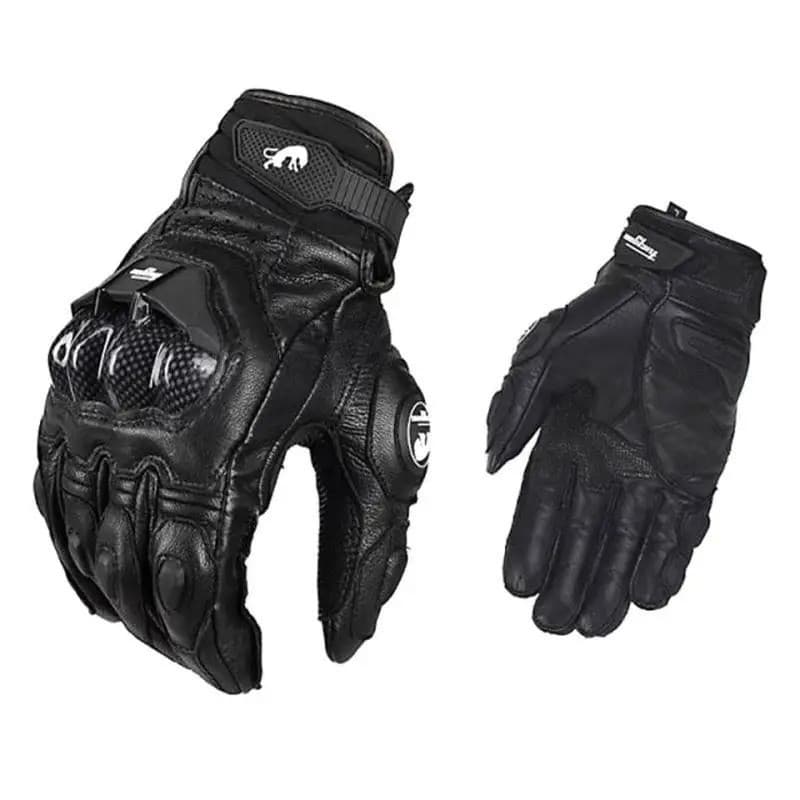 [2025NOVO] Luvas de Couro Genuíno para Motocicleta de Corrida Pretas, Luvas de Motociclismo Brancas YJ4X