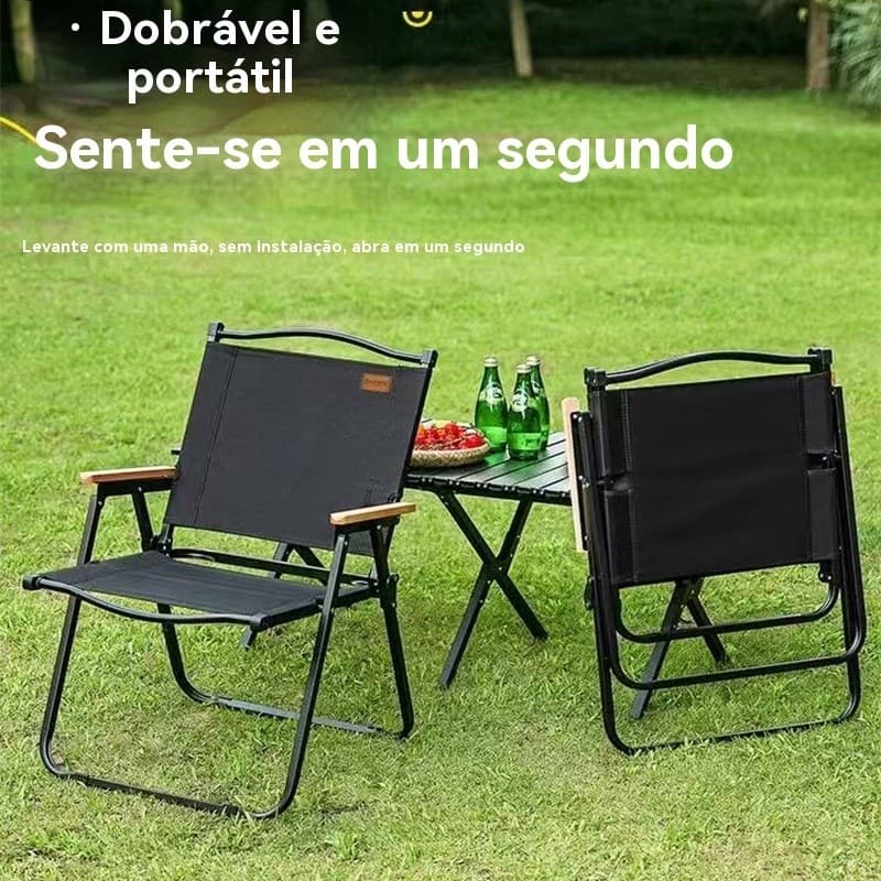 Cadeira Portátil Dobrável Pesca Camping Praia Encosto 150kg