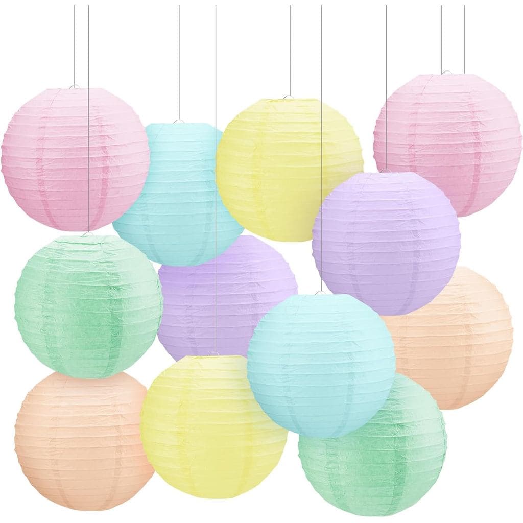 Retisee, conjunto de 12 lanternas de papel pastel de 10 polegadas para decoração de festas, decorações pastel para salas