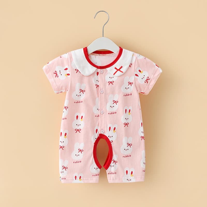 Chuxinguo roupas de bebê macacão de verão bebê menina puro algodão dos desenhos animados recém-nascido aberto estilo fin