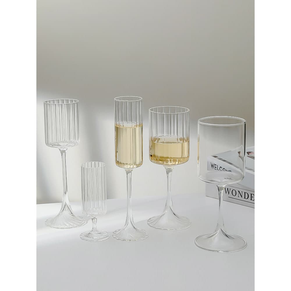 Ins listras verticais vidro de cristal champanhe vidro de vinho tinto de alto valor taça de vinho doméstico copo de vinh