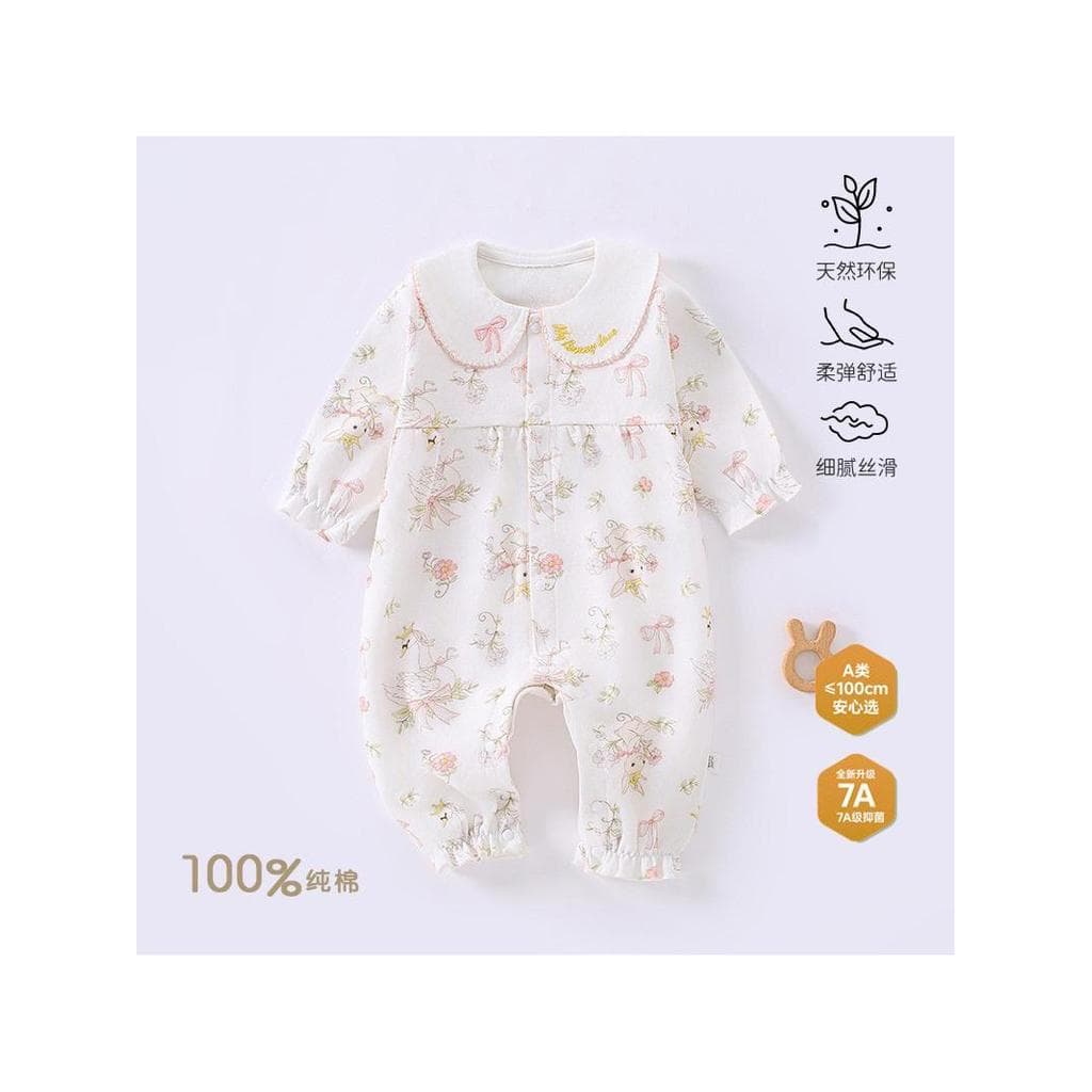 Bebê macacão de algodão puro menina lapela Outing roupas primavera outono bebê menina macacão