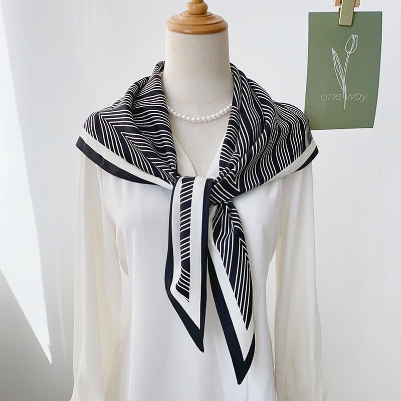 Simulação lenço triangular de seda multifuncional cinto profissional cachecol senhoras moda listras gravata cintura lenç