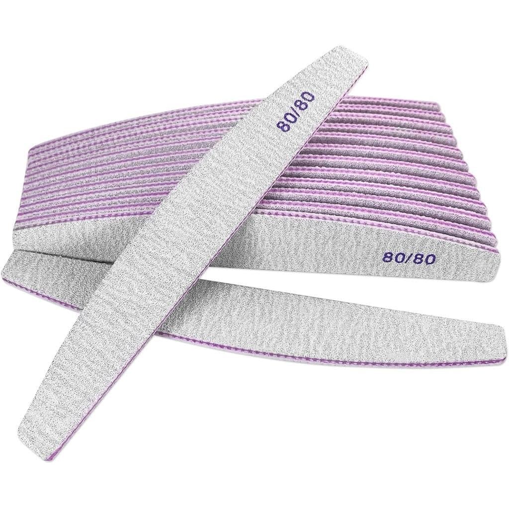 Lixas de Unha 80/80 Grit (Pacote com 10), Lixas de Emery para Unhas de Acrílico e Gel, Lixa de Unha Grossa de Dupla Face
