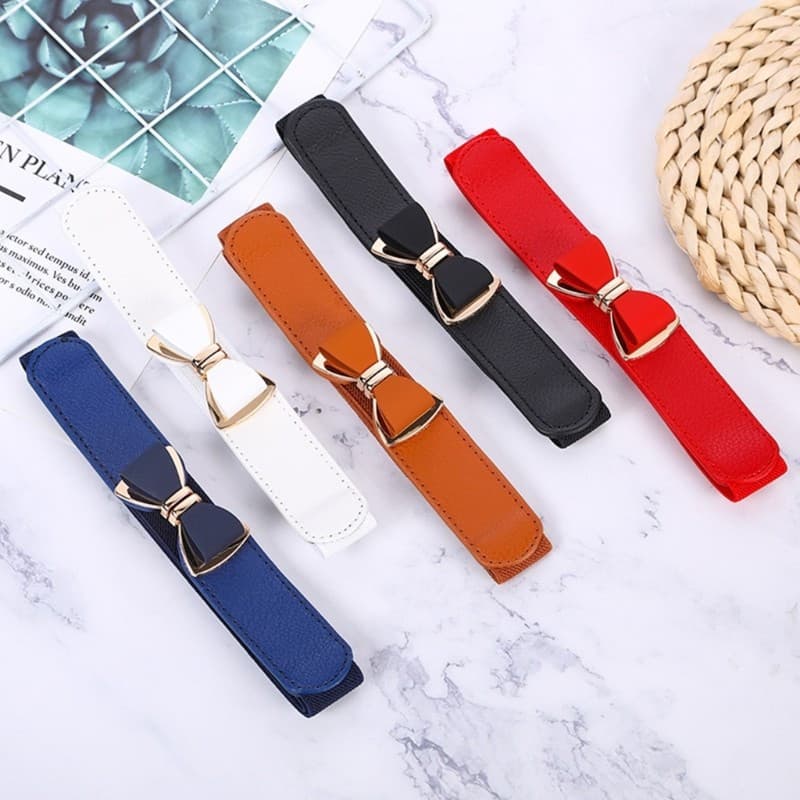 AA * Moda Cintura Elástica Cincher Feminino Fino Estiramento Cinto Bowknot Fecho Cummerbund Para Casacos Saias Vestidos
