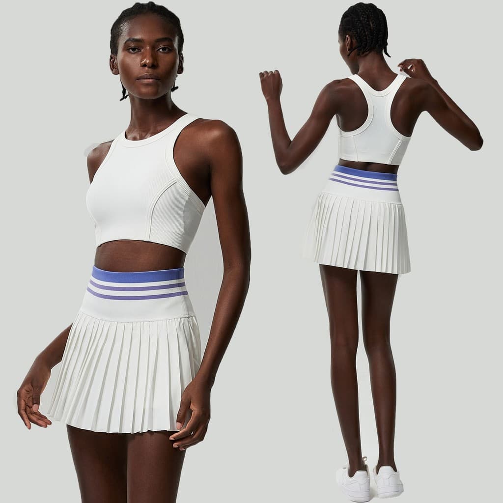 Terno esportivo de tênis feminino saia de tênis roupas de secagem rápida Yoga correndo colete de Fitness superior saia c