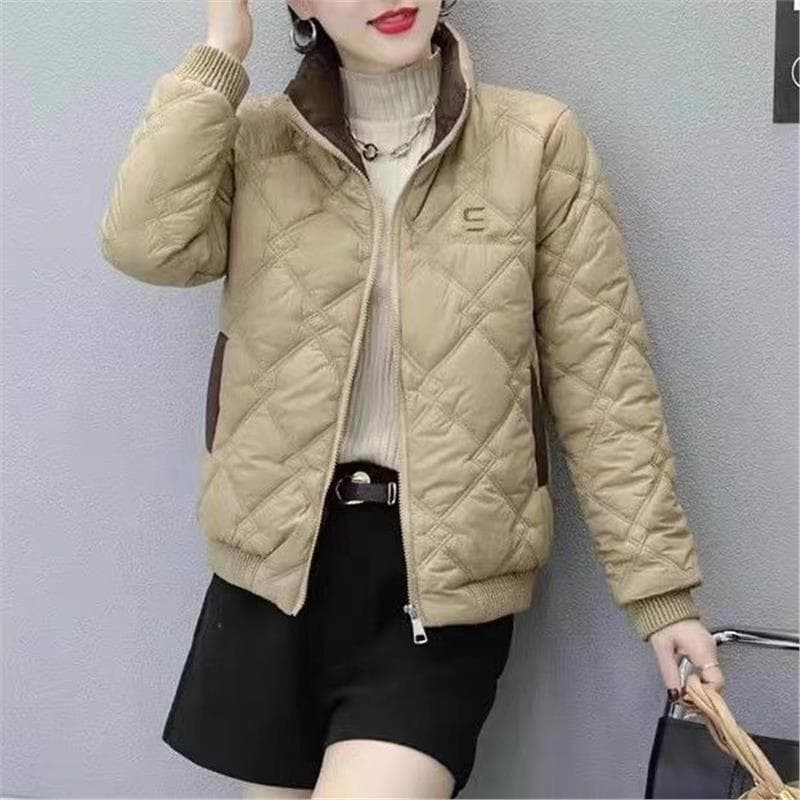 Jaqueta acolchoada leve de alta qualidade feminina 2025 outono inverno novo estilo pequeno visual mais fino jaqueta acol