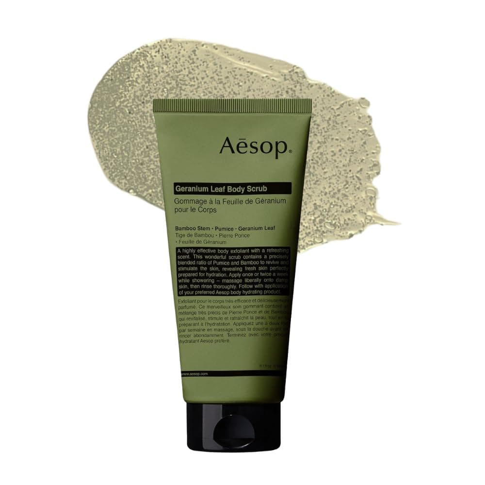 Esfoliante Corporal de Folha de Gerânio Aesop |   Esfoliante Corporal com Bambu e Pedra-Pomes |   Esfoliante Suavizante
