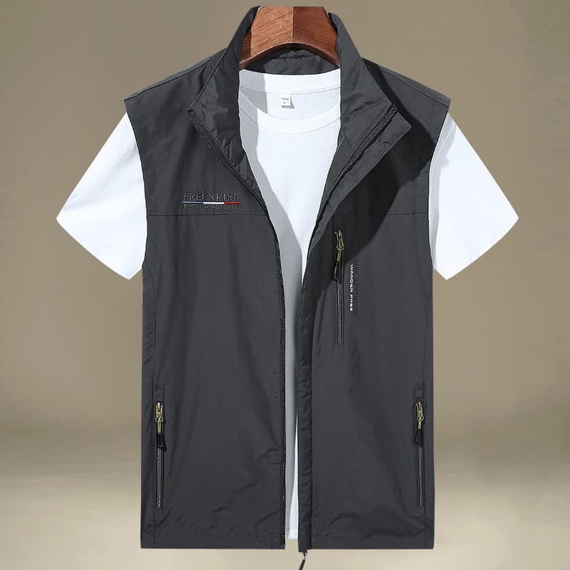 Colete Masculino Desgaste Exterior Primavera Outono Estilo Fino Respirável Gola Alta Colete Ao Ar Livre Colete de Secage