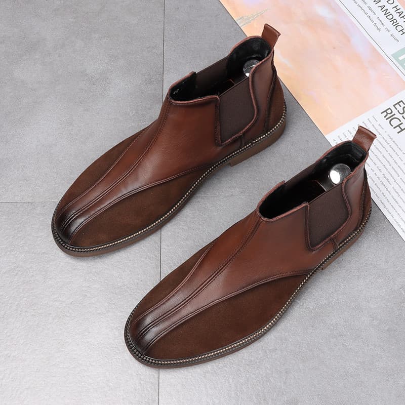 Primavera outono couro Chelsea botas masculinas britânico Mid-Top Casual moda na moda botas curtas Retro All-Match apont