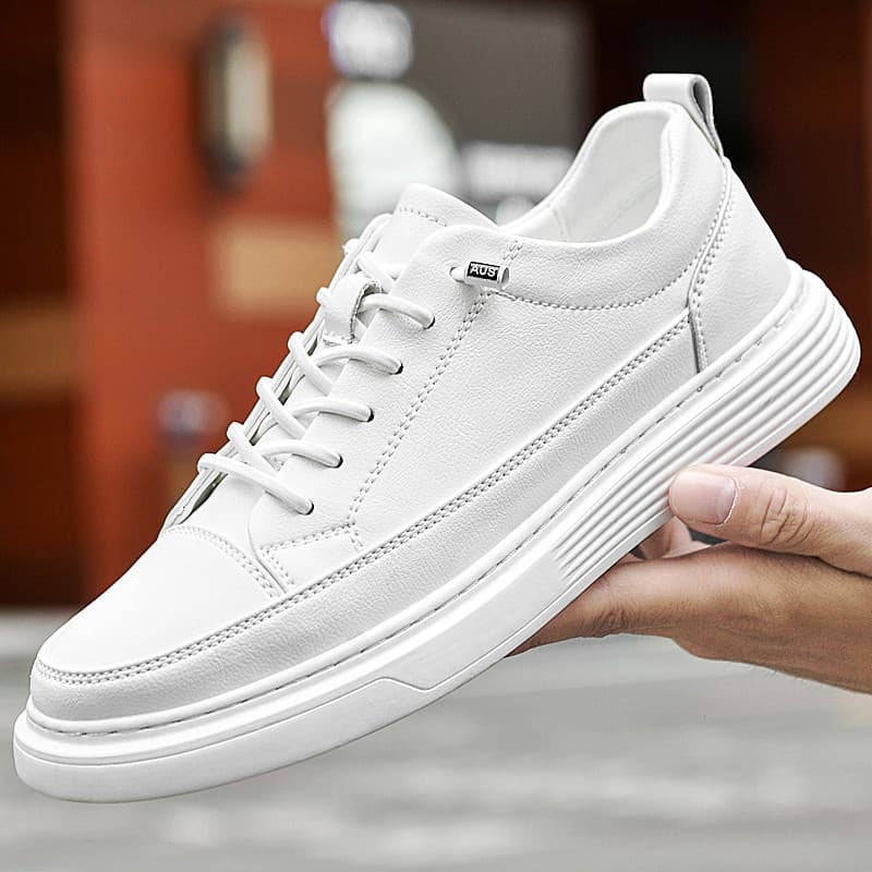 Terno sapatos brancos masculinos de couro genuíno branco tênis puro couro esportes sapatos masculinos 2026 novos sapatos