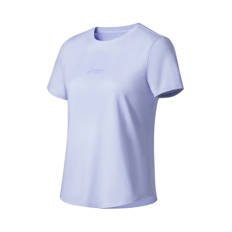 Li Ning camiseta feminina 2025 verão novo estilo Fitness correndo série esportes em torno do pescoço absorção de umidade