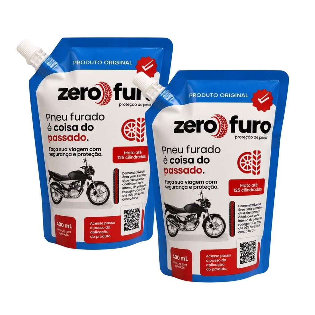Kit 2 Selantes para Pneu 400ml Moto até 125 cilindradas Zero Furo