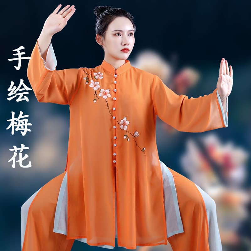Tai chi roupas femininas High-End pintados à mão estilo chinês roupas de artes marciais Badan Jin longo tai chi desempen