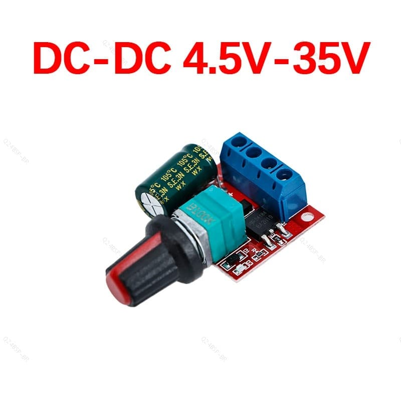 Mini Controlador De Velocidade Do Motor DC 90W PWM 4.5V-35V 5A 12V 24V Interruptor Regulador Ajustável BR24B