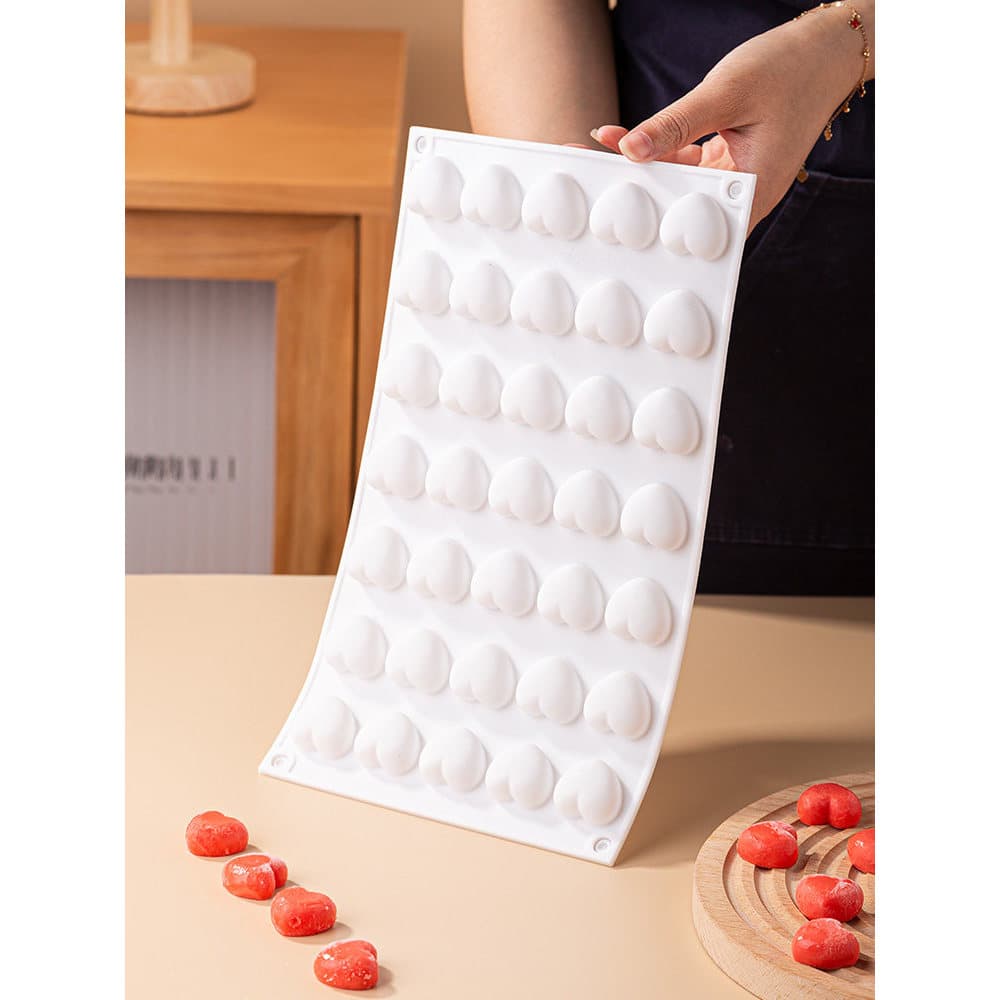 Silicone 35 pequeno coração cru molde de Chocolate enchimento bolo francês cozimento Mousse Mini pequena pastelaria sobr