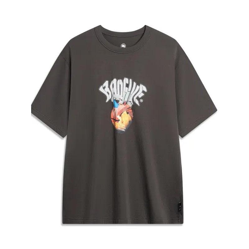 Li Ning Masculino Anti-Wu Série de Basquete Camisa Cultural de Manga Curta Verão Algodão Confortável Respirável Camiseta