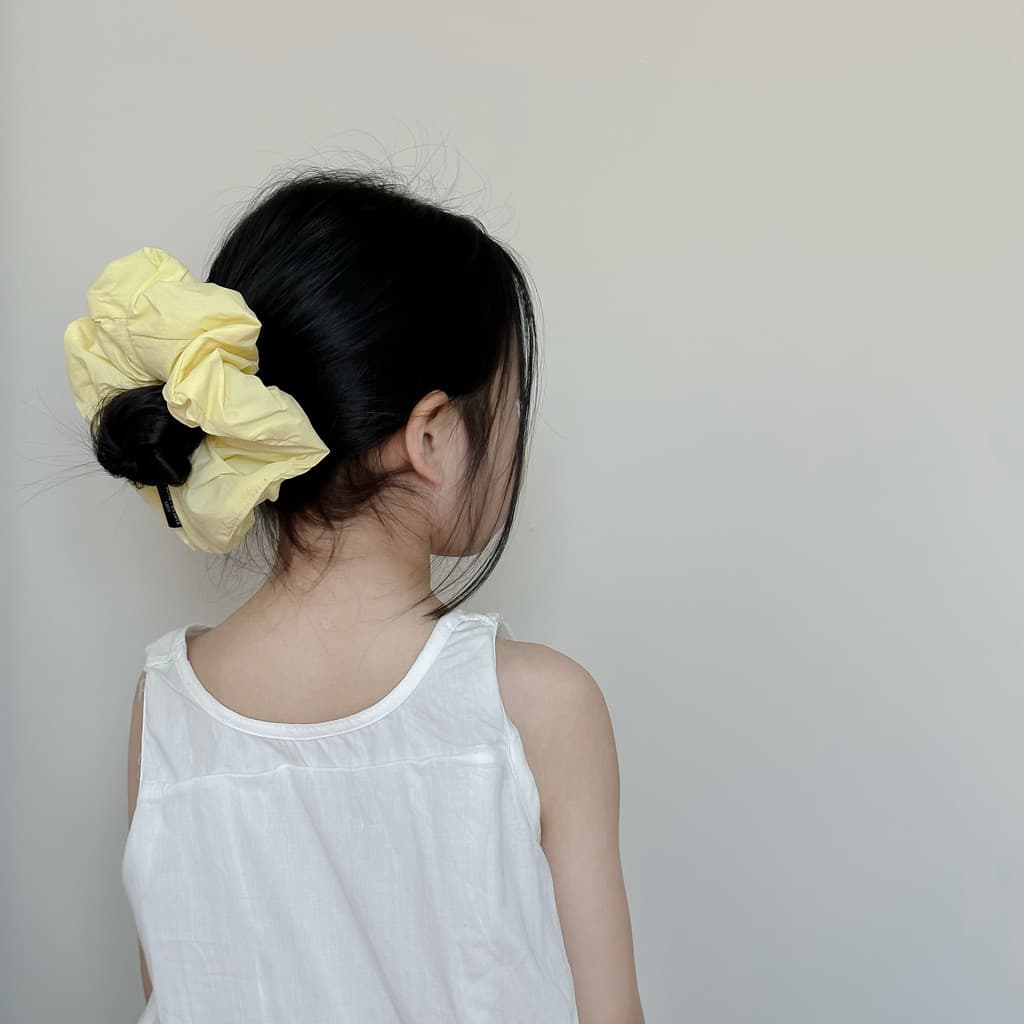 Coreano coreano Puff tecido scrunchy laço de cabelo crianças cor sólida textura All-Match scrunchy meninas Oversized ban