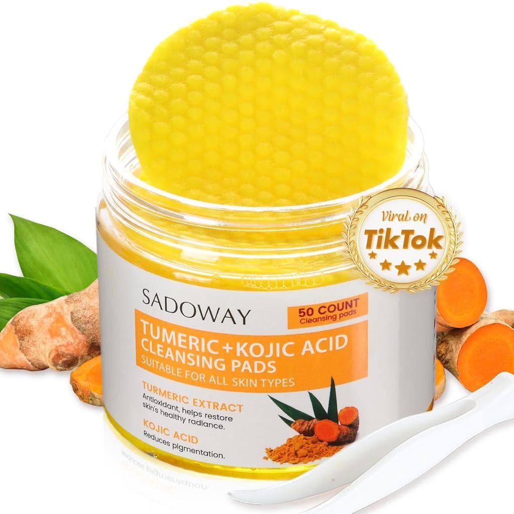 Pads de Limpeza com Ácido Kójico e Cúrcuma: 50 Unidades de Pads de Limpeza e Esfoliação com Ácido Kójico e Cúrcuma que A