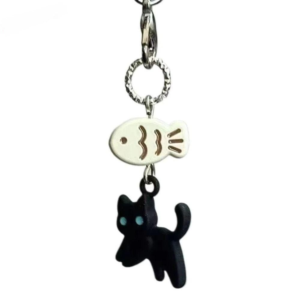 Pingente de gato preto, cordão para celular, acessório decorativo para celular Y2K, chaveiro