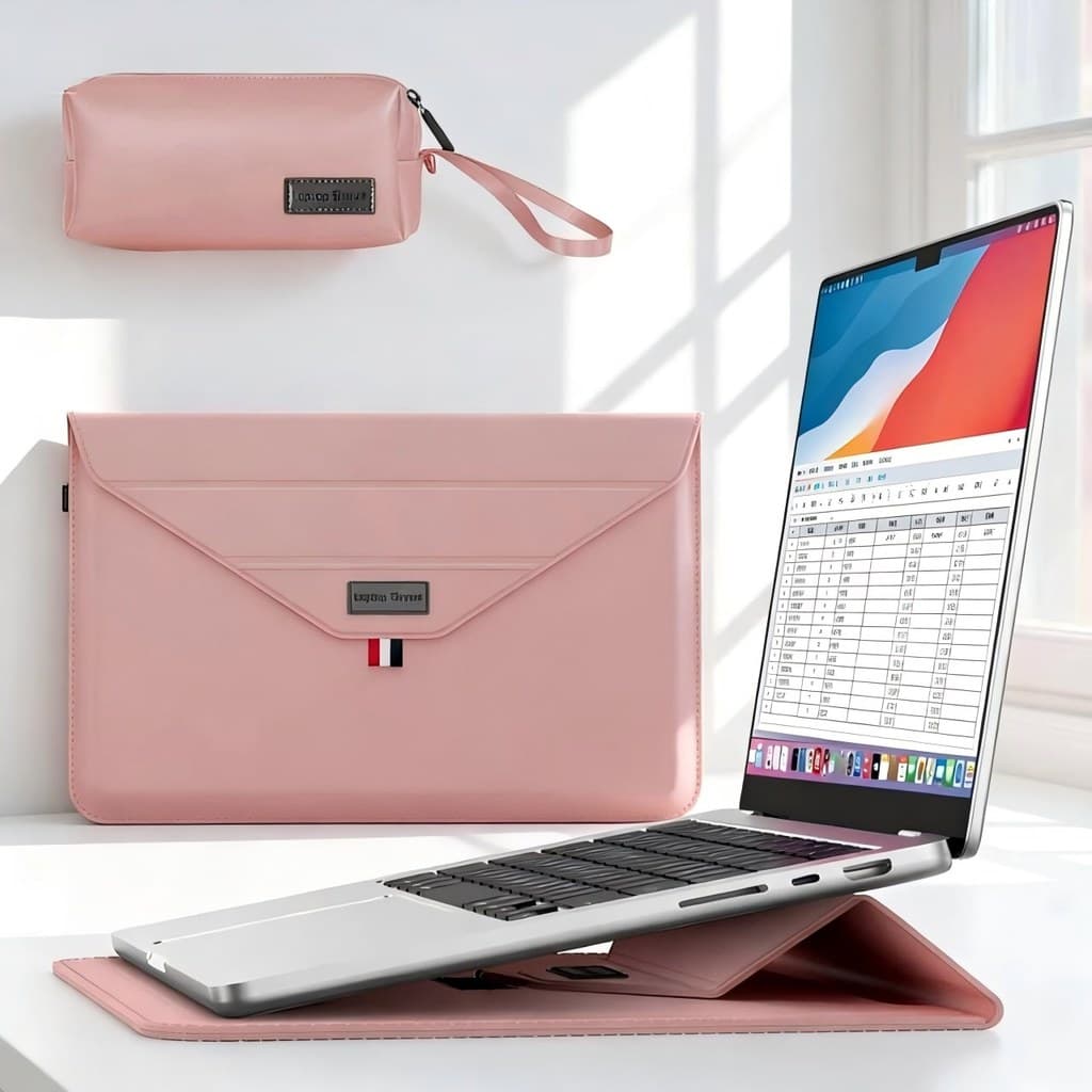 Mochila para notebook de alta qualidade, couro, 13 a 16 polegadas, com suporte e bolsa para carregador