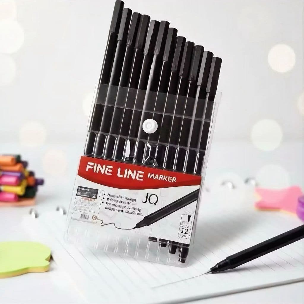 Kit Caneta Preta Ponta Fina 6/12 Unidades Escrita Macia Escolar Anotações Precisas