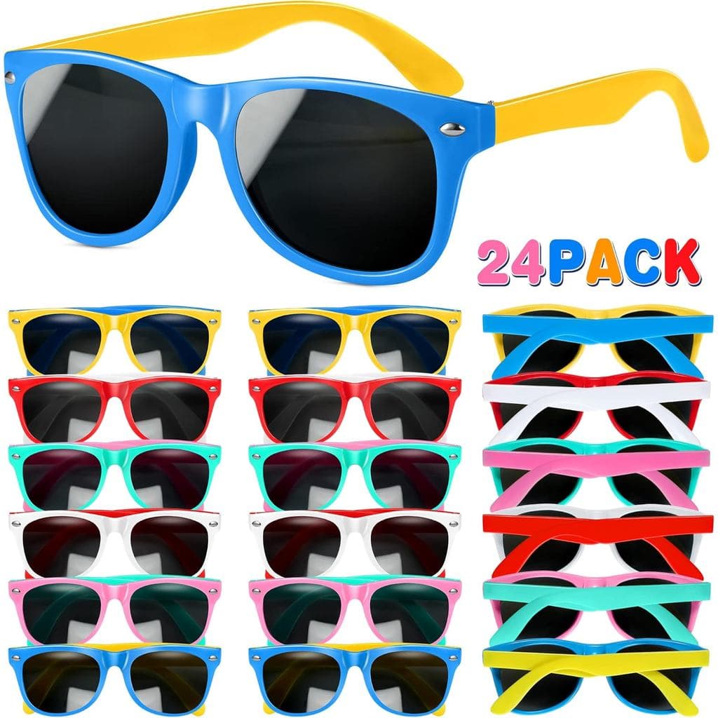 GIFTINBOX Kids Sunglasses Bulk, 24Pack Kids Sunglasses Party Favor with UV400 Protection for Boys and Girls, for Birthda