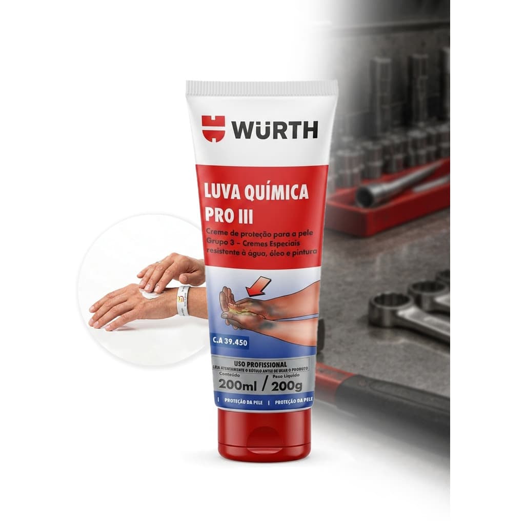 Luva Química PRÓ III 200g Proteção para Mãos - Wurth