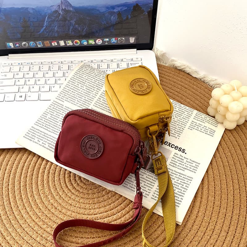 Bolsa de moedas de náilon feminina Mini estilo coreano estilo simples portátil pequeno saco com zíper carteira armazenam