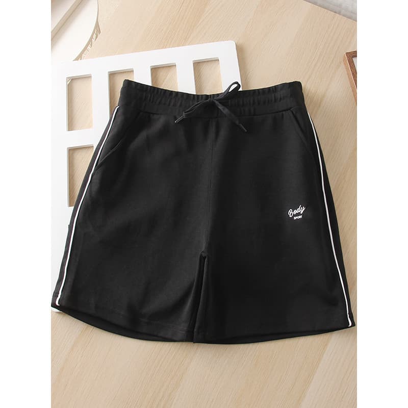 2025 verão novo estilo respirável elástico cintura alta cordão esportes contraste cor algodão Casual curto Sweatpants ma