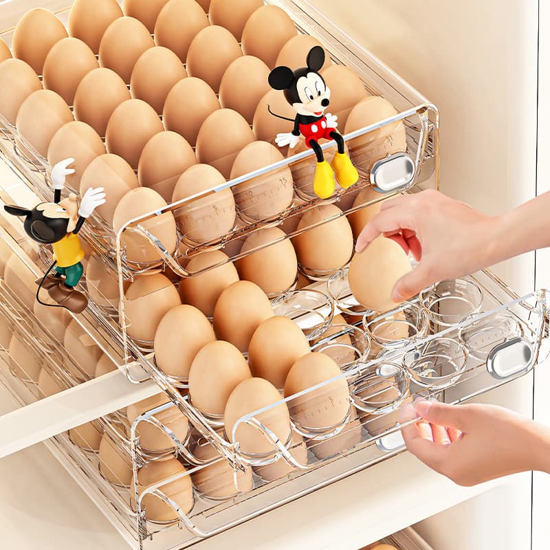 Nova caixa de armazenamento de ovos tipo gaveta geladeira doméstica Rack de ovos cozinha ovo ferramenta útil caixa de ar