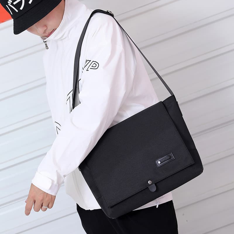 Novo estilo masculino bolsa de lona negócios Casual saco do mensageiro bolsa masculina cor sólida ombro saco do mensagei
